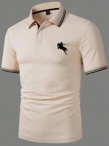 Manfinity Homme Camisa De Polo De Manga Corta Para Hombre Con Detalle De Contraste En La Orilla