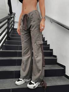 Flap Pocket Parachute Cargo Pants - Grey - View 6