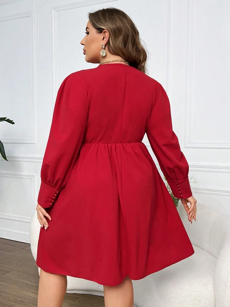 Plus Size Solid Color Romantic Dress