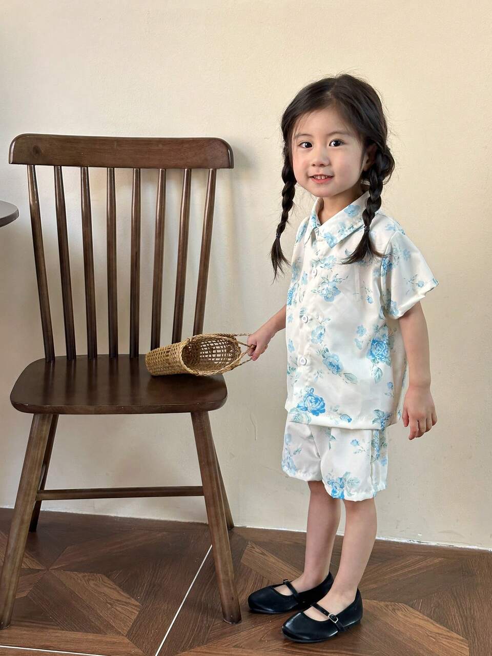 Young Boy's Floral Print Shirt And Shorts Outfit
