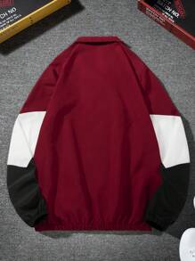 Manfinity Roghcode Men's Color Blocking Zip Front Jacket - Red and White - View 2