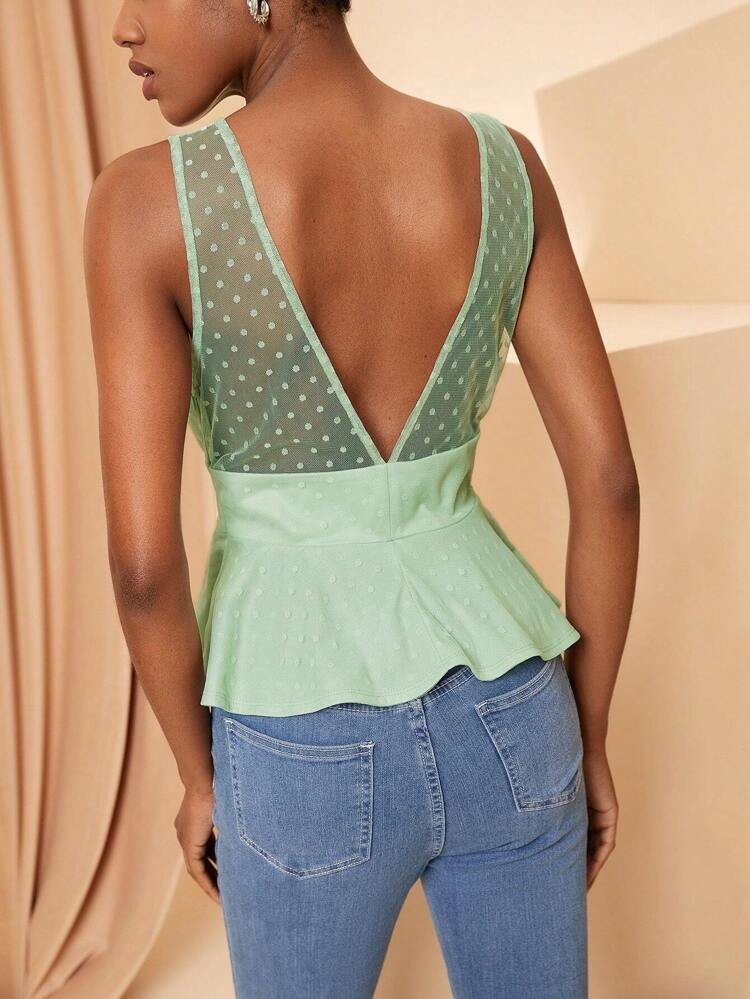 Designer Women Deep Cut Mesh Overlay Top, For Summer, Holiday, Spring, Going Out, Festival