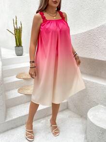 Breezaya Robe À Bretelles Spaghetti Dégradé Avec Décoration Fleur 3d De Grande Taille