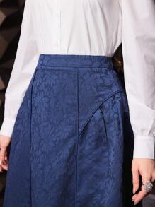 Modelyn Women's A-Line Jacquard Skirt - Blue - View 5