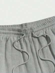 Manfinity RebelGame Pantalones cortos grises con cordón de unicolor tejido para hombres de Manfinity - Gris Oscuro - Ver 4