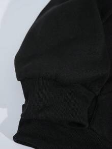 INAWLY 大码女式标语印花卫衣 - 黑色 - 查看 4