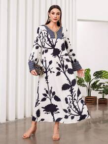 Al Najma 女士花卉印花v領擴腳袖連衣裙 - 彩色 - 查看 7