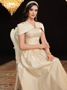 Modelyn Robe casual à taille resserrée par cordon femme, couleur unie. Robe de soirée élégante pour soirée, robes de soirée longues