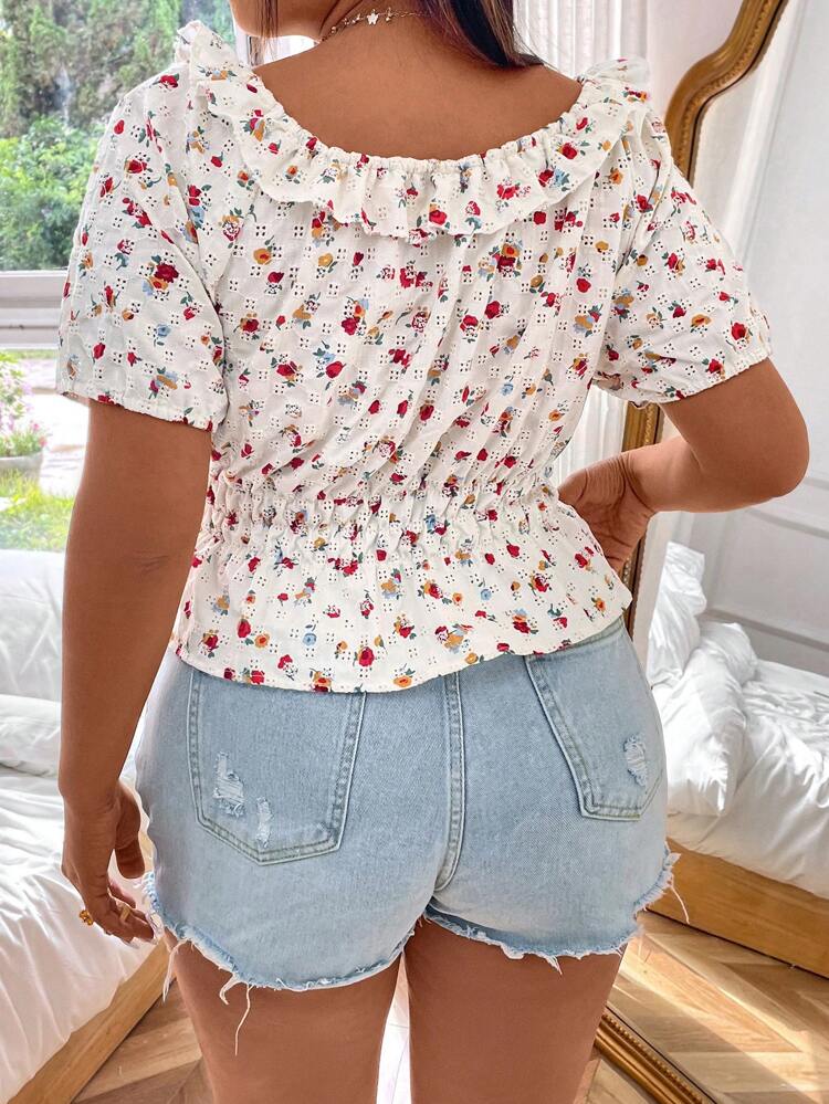Women's Plus Size Floral Off Shoulder Shirt