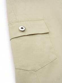 SHEIN LUNE Short De Couleur Unie De Grande Taille Avec Poches - Kaki - Voir 3
