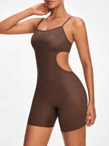 Ladies' Hollow Out Waist Strapless Bodysuit For Shaping - Brown - View 4