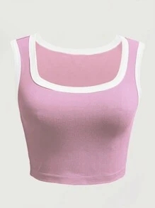 INAWLY 女士拼接顏色短上衣,配有裝飾元素 - 粉色 - 查看 3