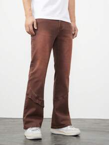 ROMWE MEN Street Life Men'S Flared Jeans - Brown - View 4