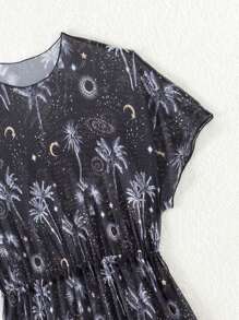 Tween Girl's Tropical And Starry Sky Printed Cover Up