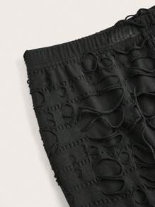 SHEIN Unity Của phụ nữ Eo thấp Chặt Quần jean loe Với Đau khổ Chi tiết Đối với Âm nhạc Lễ hội Y2K Phong cách - màu đen - Xem 4