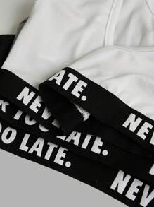 SHEIN Unity 3入組有字母修飾的無袖上衣 - 黑色 - 查看 8