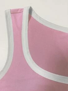 INAWLY 女士拼接顏色短上衣,配有裝飾元素 - 粉色 - 查看 5