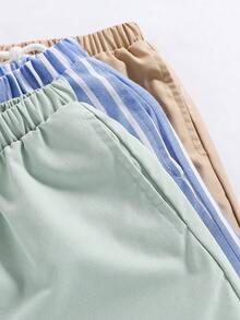 SHEIN 3 cái/bộ Chàng trai trẻ Giải trí & Thể thao Phong cách Lỏng lẻo Màu Khaki Quần short , Xanh & Trắng Sọc Quần short , Màu xanh lá Thích hợp Đối với Mặc hàng ngày , Trường học , Du lịch , Thể thao , Mùa Xuân & Mùa hè - Nhiều màu - Xem 5