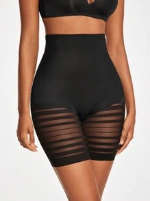 SHAPORA Women's Mesh Panel Body Shaper Shorts - Black - View 4