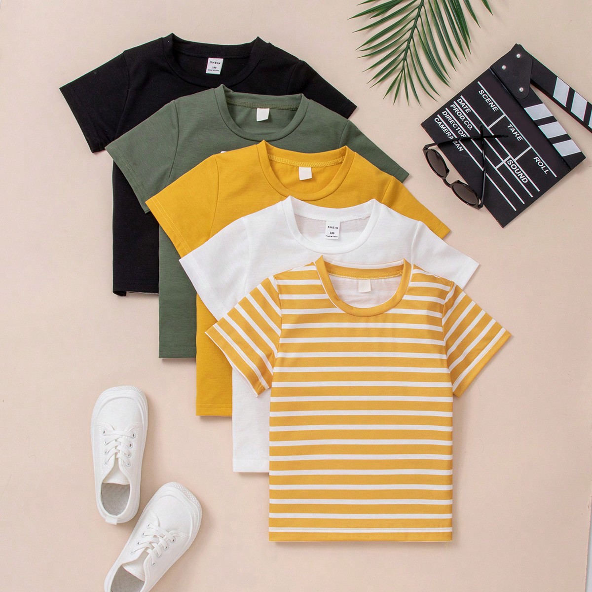Conjunto De 5 Camisetas Para Jóvenes Niños Con Cuello Redondo Y Manga Corta