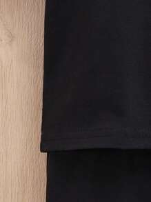 Baby Boy Smiling Face Printed Short Sleeve T-Shirt And Pants Set - Black - View 4