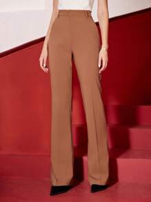 MOTF PREMIUM FLARED SUIT PANTS DRESS PANTS SLACKS WOMEN - Mocha Brown - View 9