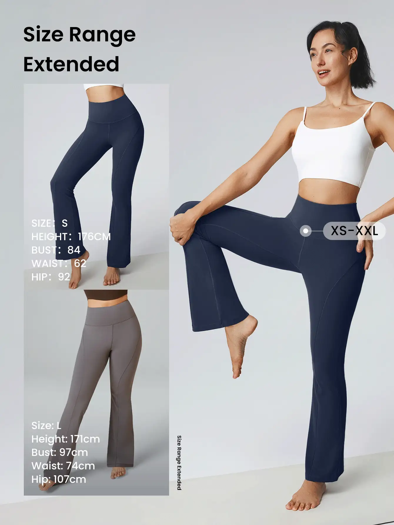 GLOWMODE 31" Featherfit™ 超高腰彎曲縫紋阔腿襪褲 - Dark Blue - 查看 10