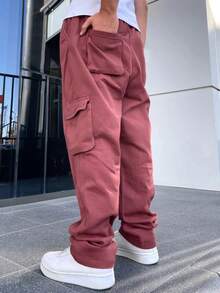 Manfinity Homme Pantalones Cargo Holgados Para Hombre - Rojo - Ver 2