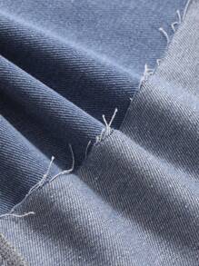 FRIFUL Flared Leg Denim Pants With Cuffed Hem,Baggy Jeans - Light Wash - View 8