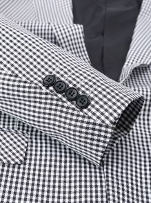 Manfinity Mode Nam In kẻ sọc Cổ bẻ Áo vest - Đen và trắng - Xem 5