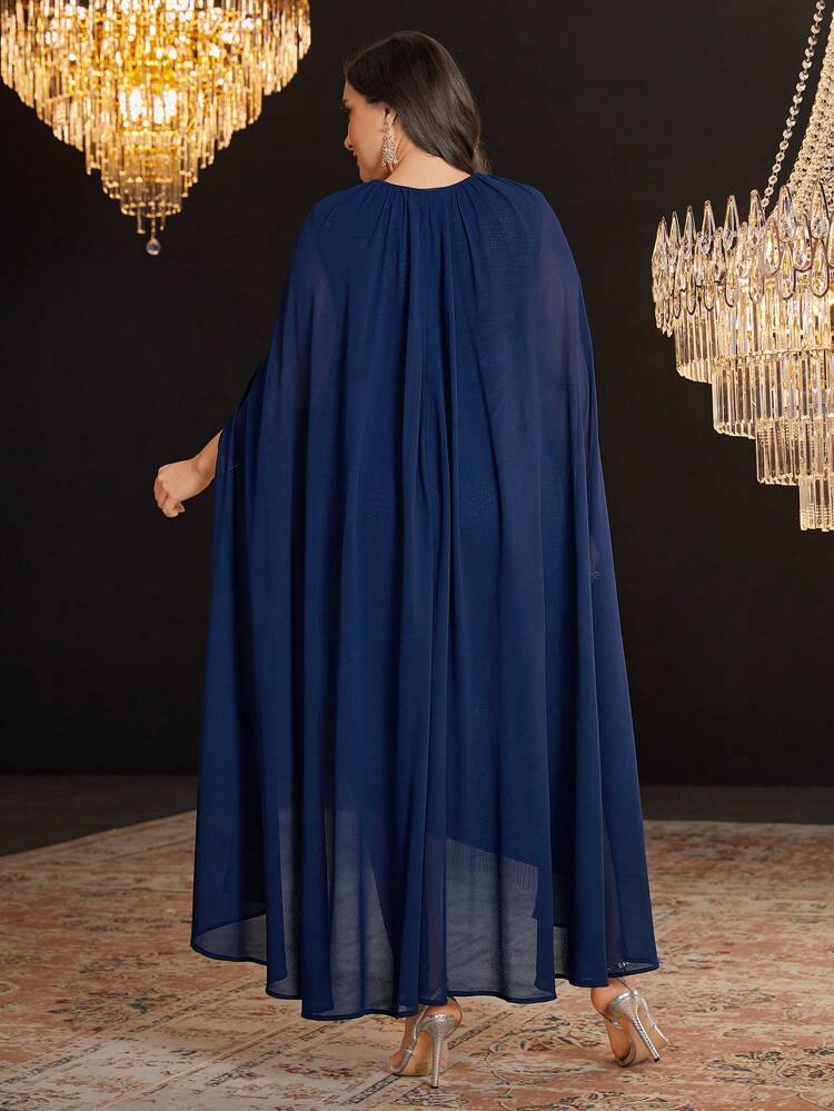 Plus Size Square Collar Dress With Asymmetrical Hemline And Batwing Sleeves,Elegant Evening Party Dress Long Evening Dresses
