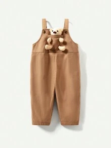 Baby Boys' Suspender Pants With Teddy Bear Embellishment