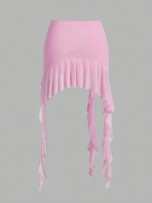 SHEIN ICON 3pcs Lưới Nhiều lớp Váy Với Rong biển Tua trang trí Và Xù Hoa Sen ( Đóng gói Của 3 ) , Váy , Mùa Xuân , Liên hoan âm nhạc Lễ hội , Thích hợp Cho mùa hè - Nhiều màu - Xem 10