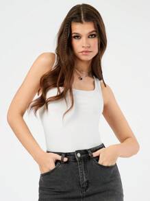 Forever 21 Women's Solid Color Asymmetrical Neck Sleeveless Top, Going Out Top