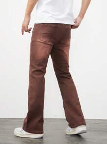 ROMWE MEN Street Life Men'S Flared Jeans - Brown - View 2