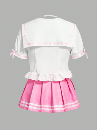 Kawaii 4pcs Sweet Schoolgirl Uniform Style Sexy Lingerie Set