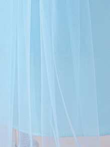 寶寶女孩刺繡蕾絲短袖派對裙,適合生日派對、晚會、表演、婚禮、洗禮和滿月宴等場合 - 藍色 - 查看 5