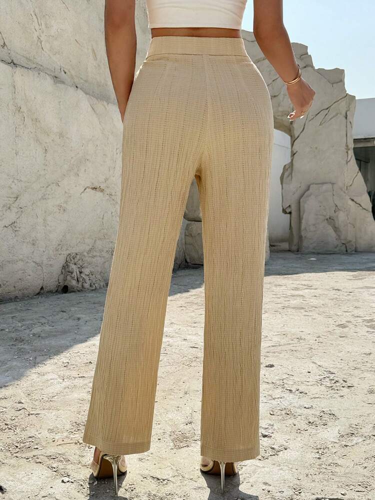 Solid Color Straight Cut Long Pants Fall Cloth For Women