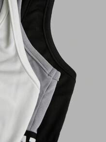 SHEIN Unity 3入組有字母修飾的無袖上衣 - 黑色 - 查看 7