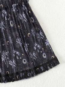 Tween Girl's Tropical And Starry Sky Printed Cover Up