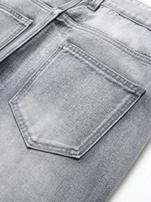 男款淺灰色破壞風格修身牛仔褲 - 淺灰色 - 查看 6