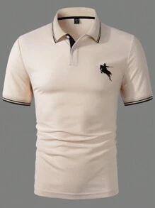 Manfinity Homme Camisa De Polo De Manga Corta Para Hombre Con Detalle De Contraste En La Orilla
