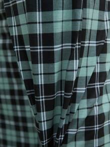 Nam Kiểm tra Mẫu Ngắn tay Áo Và Dài Quần Bộ mặc nhà Với túi - Màu xanh nhạt - Xem 6