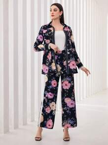 Modelyn Women's Elastic Waist Floral Printed Long Pants - Multicolor - View 7
