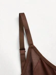 SHAPORA 女士綴合透視網紗背心包身連衣裙 - 棕色 - 查看 7