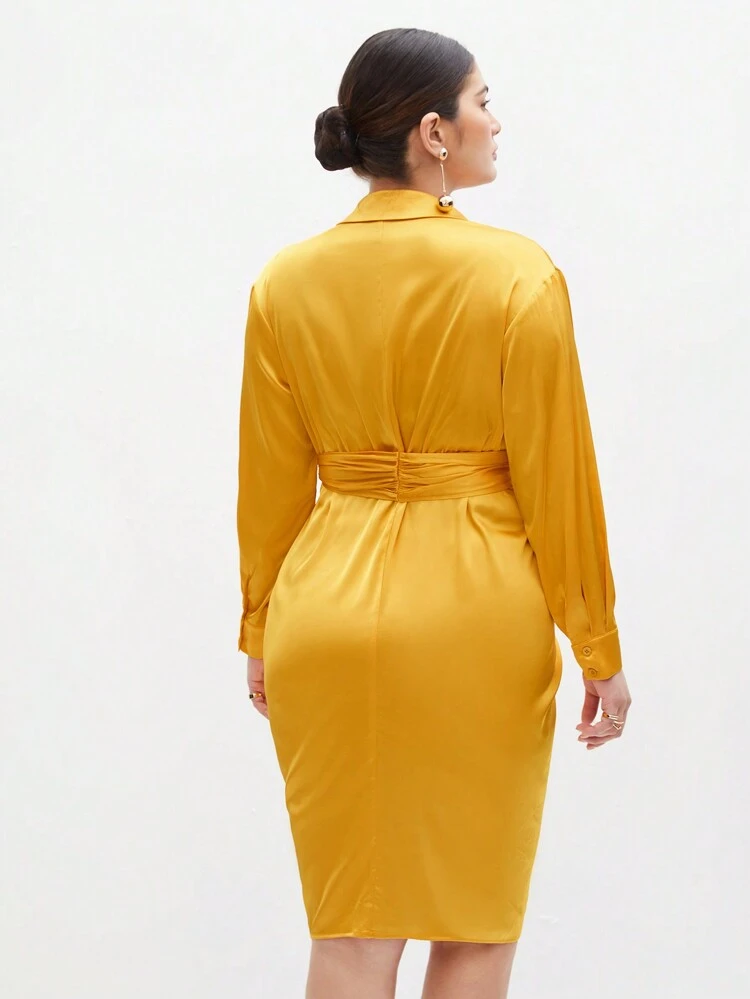 Plus Size Plain Shirt Dress