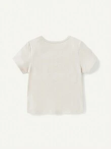 Cozy Pixies Conjunto De 2 Piezas Para Bebé: Camiseta De Cuello Redondo Con Patrón De Cocodrilo Dibujos Animados Y Pantalones Cortos Sólidos