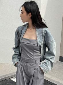 DAZY Của phụ nữ Không tay Giải trí Và Linh hoạt Áo khoác denim , Thích hợp Đối với Mặc hàng ngày - Rửa nhẹ - Xem 6