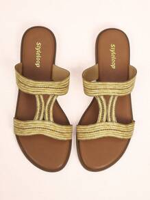 Styleloop Women'S Fashionable And Comfortable Flat Slippers - Gold - View 4