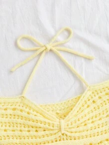Soleia Women's Knitted Halter Top - Yellow - View 4
